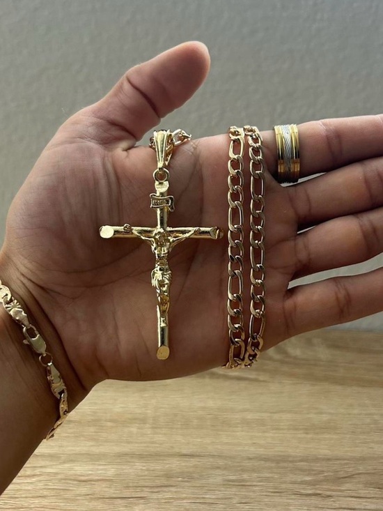 Other - Gold Men's Crucifix Pendant Necklace - Classic Religious Jewelry